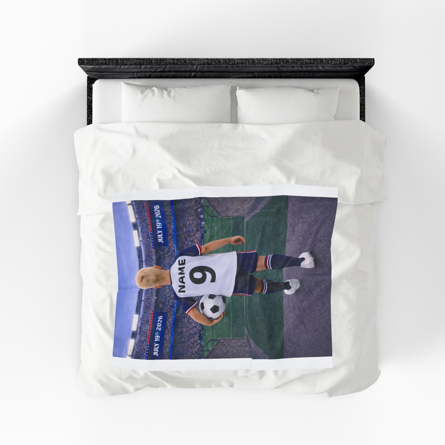 World Cup USA Like Personalized Soccer Velveteen Plush Blanket With Custom Name and Number (WC-B02-USA)