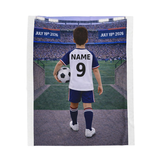 World Cup USA Like Personalized Soccer Velveteen Plush Blanket With Custom Name and Number (WC-B03-USA)