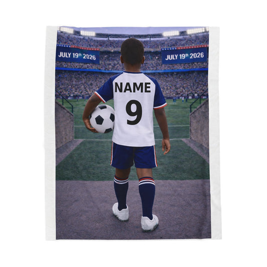 World Cup USA Like Personalized Soccer Velveteen Plush Blanket With Custom Name and Number (WC-B01-USA)