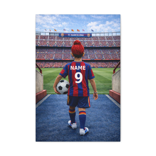 Barcelona Like Personalized Soccer Canvas (Matte) With Custom Name and Number 1 (LL-B04-BAR)