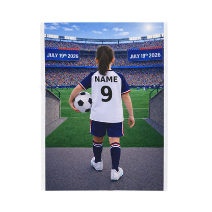 World Cup USA Like Personalized Soccer Velveteen Plush Blanket With Custom Name and Number (WC-G03-USA)