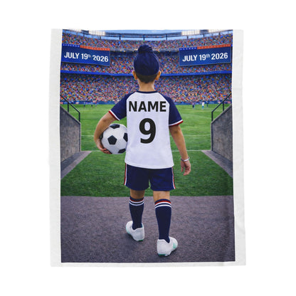 Sikh Boy World Cup USA Like Personalized Soccer Velveteen Plush Blanket With Custom Name and Number (WC-B04-USA)