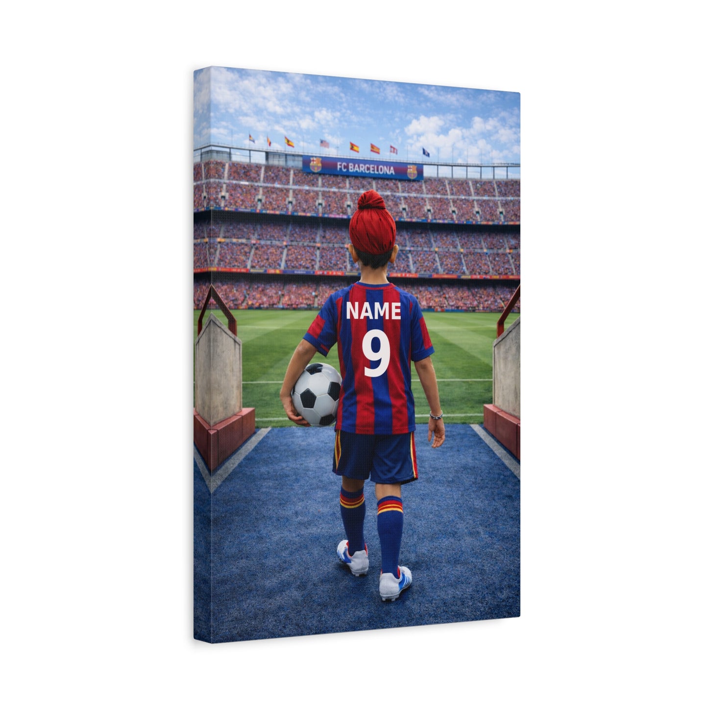 Barcelona Like Personalized Soccer Canvas (Matte) With Custom Name and Number 1 (LL-B04-BAR)