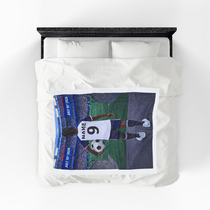 World Cup USA Like Personalized Soccer Velveteen Plush Blanket With Custom Name and Number (WC-B01-USA)