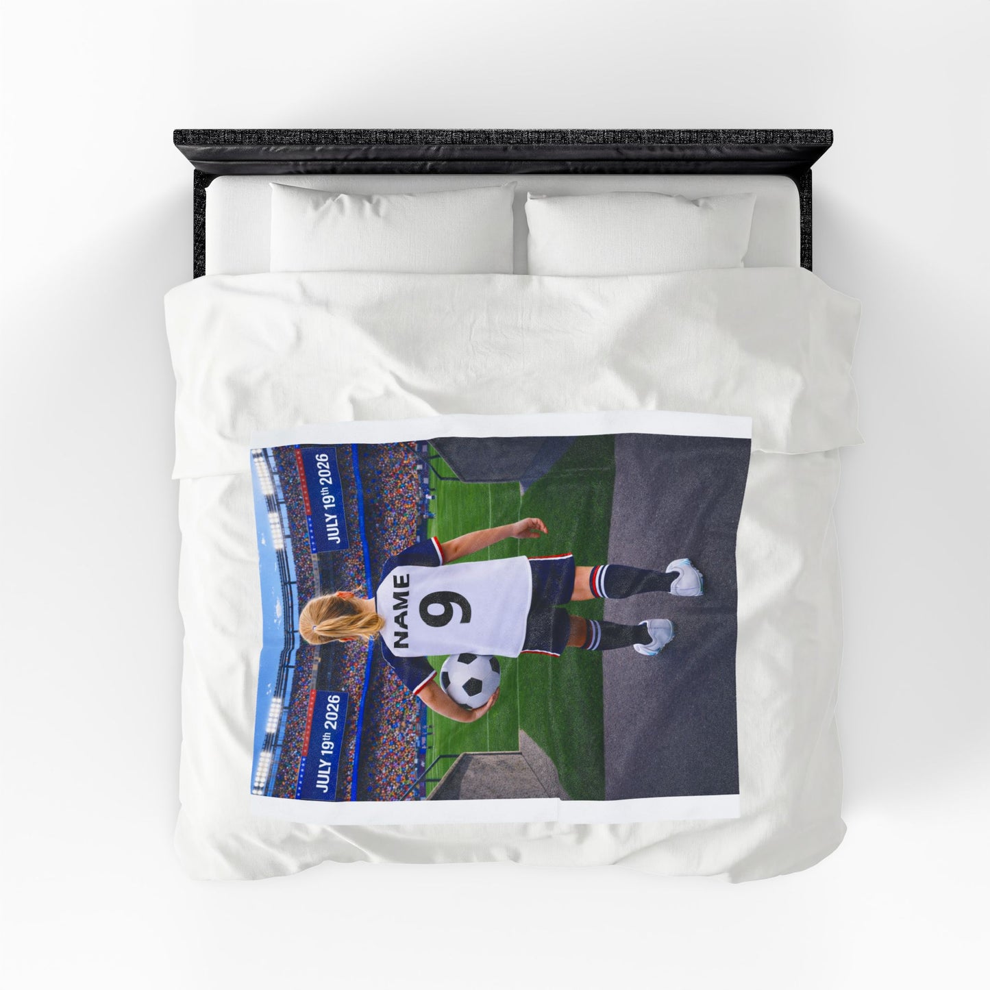 World Cup USA Like Personalized Soccer Velveteen Plush Blanket With Custom Name and Number (WC-G02-USA)