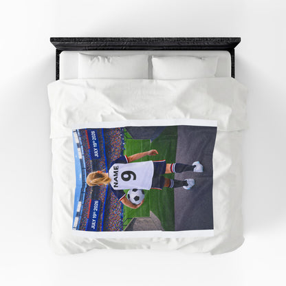 World Cup USA Like Personalized Soccer Velveteen Plush Blanket With Custom Name and Number (WC-G02-USA)