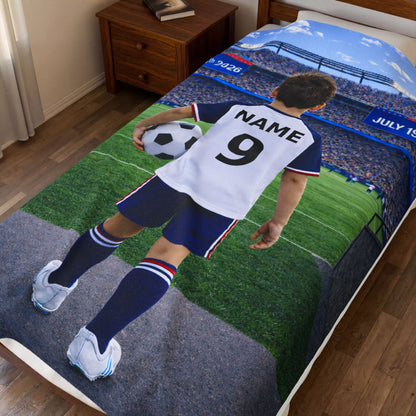 World Cup USA Like Personalized Soccer Velveteen Plush Blanket With Custom Name and Number (WC-B03-USA)
