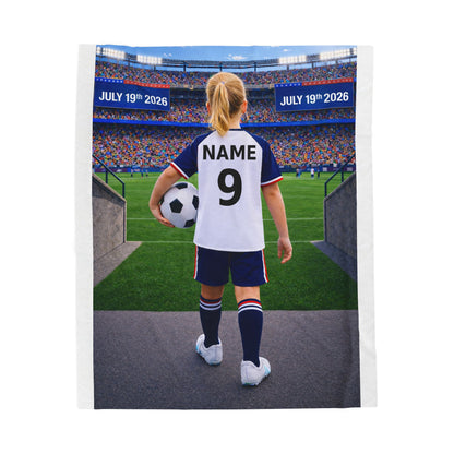 World Cup USA Like Personalized Soccer Velveteen Plush Blanket With Custom Name and Number (WC-G02-USA)