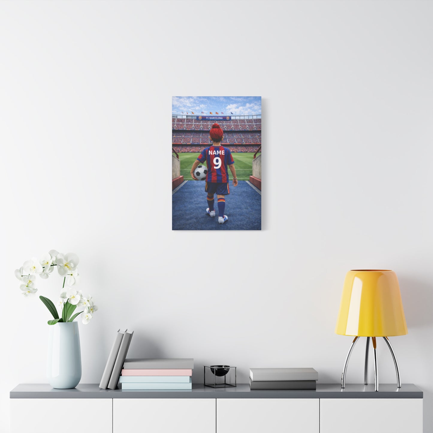 Barcelona Like Personalized Soccer Canvas (Matte) With Custom Name and Number 1 (LL-B04-BAR)
