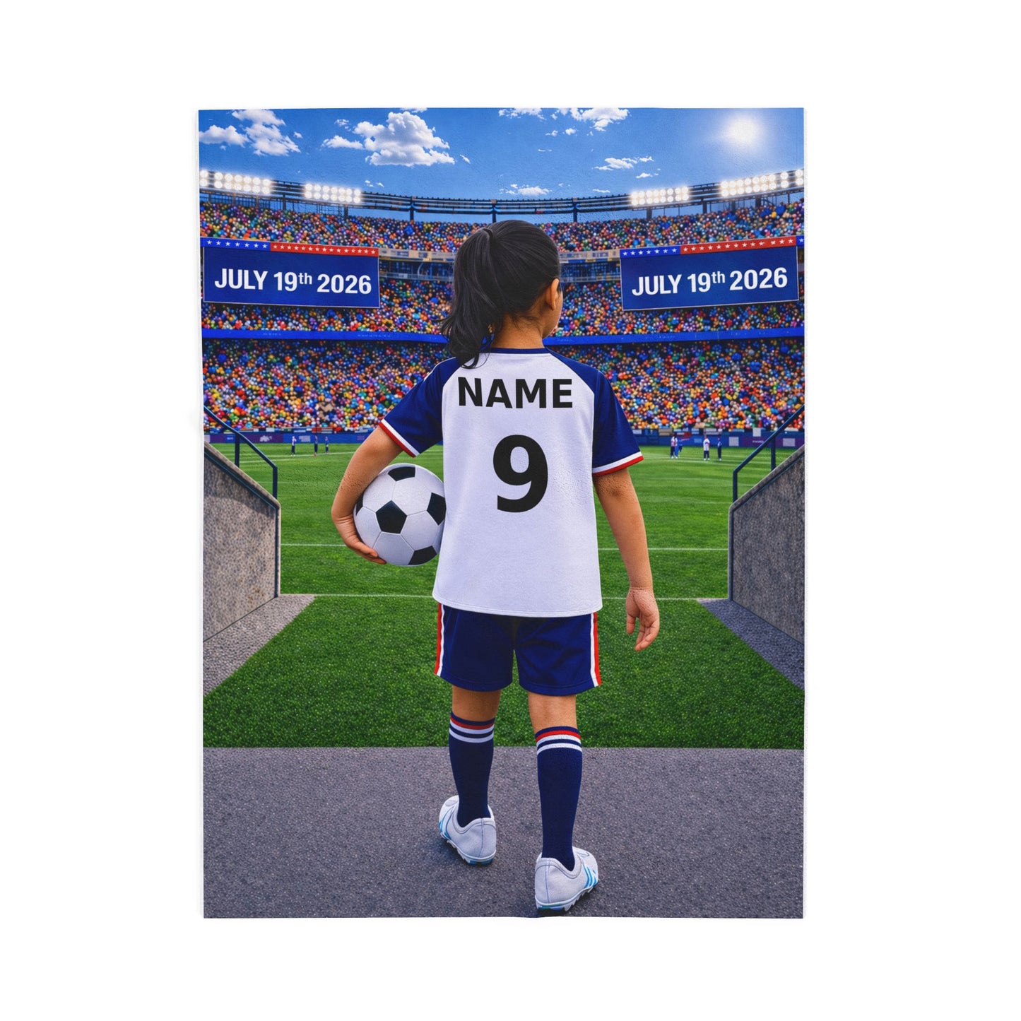World Cup USA Like Personalized Soccer Velveteen Plush Blanket With Custom Name and Number (WC-G05-USA)