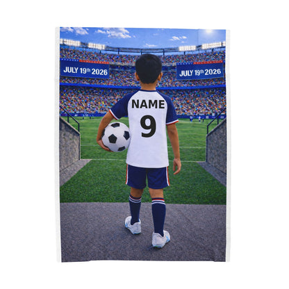 World Cup USA Like Personalized Soccer Velveteen Plush Blanket With Custom Name and Number (WC-B05-USA)