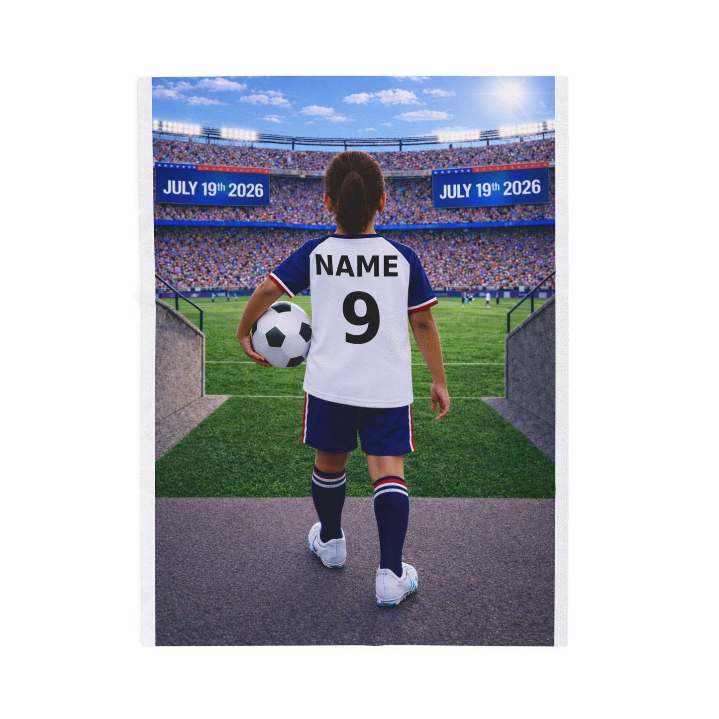World Cup USA Like Personalized Soccer Velveteen Plush Blanket With Custom Name and Number (WC-G01-USA)