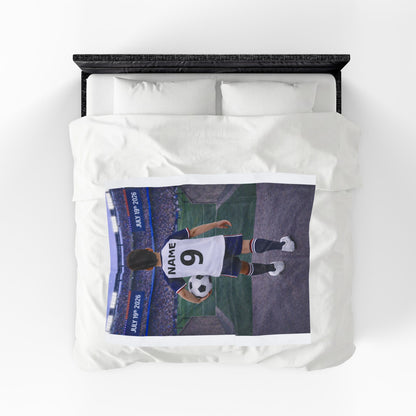 World Cup USA Like Personalized Soccer Velveteen Plush Blanket With Custom Name and Number (WC-B03-USA)