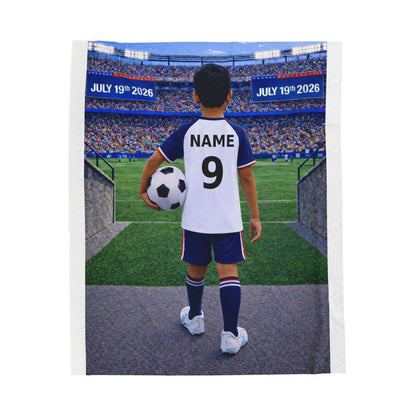 World Cup USA Like Personalized Soccer Velveteen Plush Blanket With Custom Name and Number (WC-B05-USA)