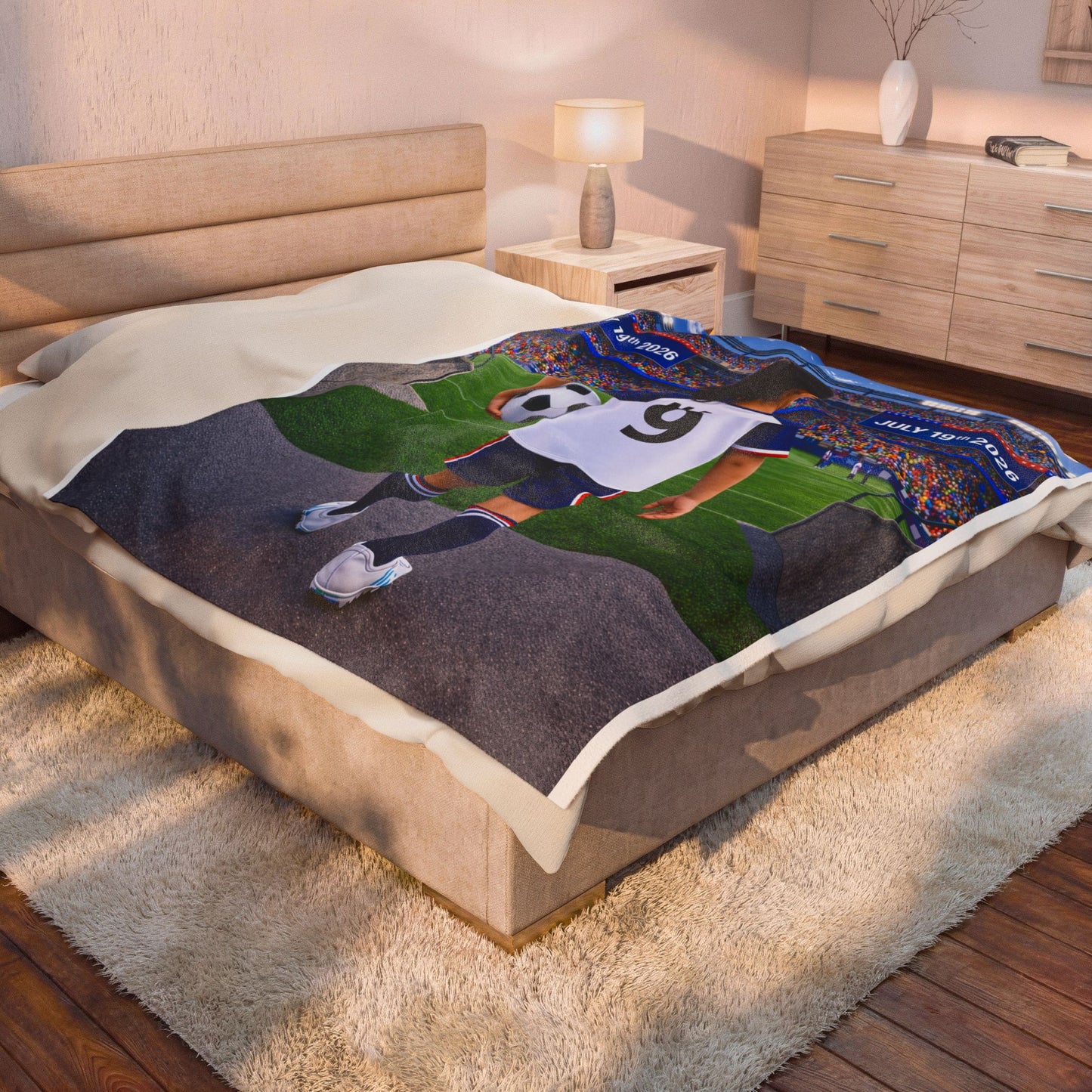 World Cup USA Like Personalized Soccer Velveteen Plush Blanket With Custom Name and Number (WC-G05-USA)