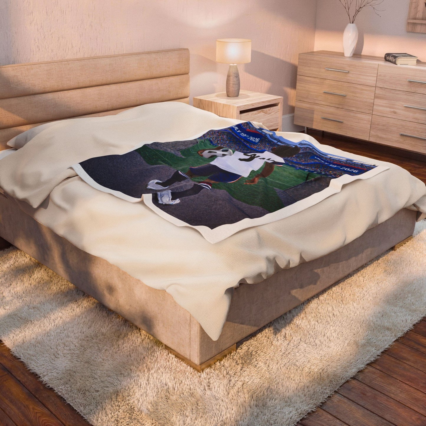 World Cup USA Like Personalized Soccer Velveteen Plush Blanket With Custom Name and Number (WC-B01-USA)