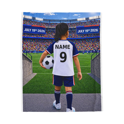 World Cup USA Like Personalized Soccer Velveteen Plush Blanket With Custom Name and Number (WC-G05-USA)