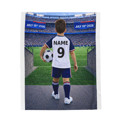 World Cup USA Like Personalized Soccer Velveteen Plush Blanket With Custom Name and Number (WC-B03-USA)