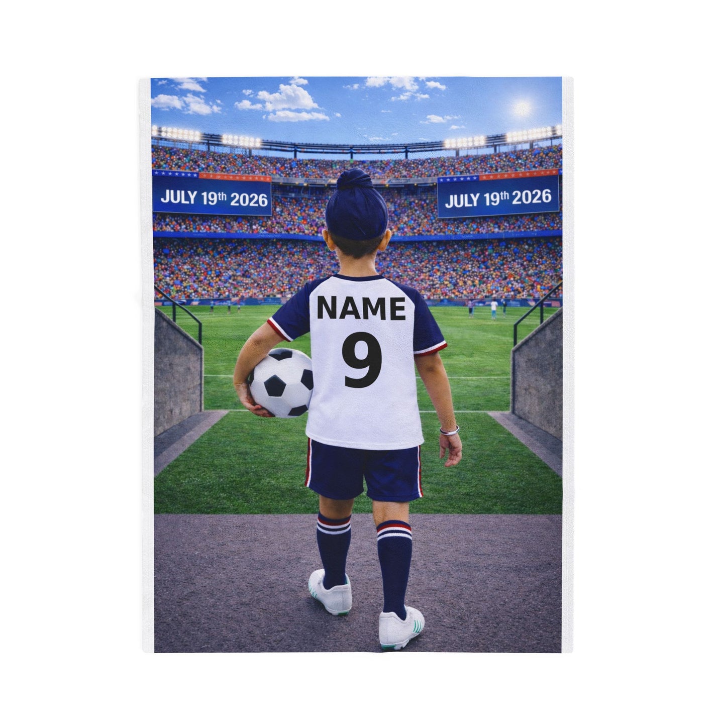 Sikh Boy World Cup USA Like Personalized Soccer Velveteen Plush Blanket With Custom Name and Number (WC-B04-USA)