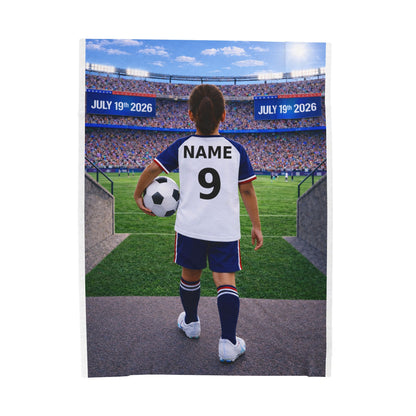 World Cup USA Like Personalized Soccer Velveteen Plush Blanket With Custom Name and Number (WC-G01-USA)