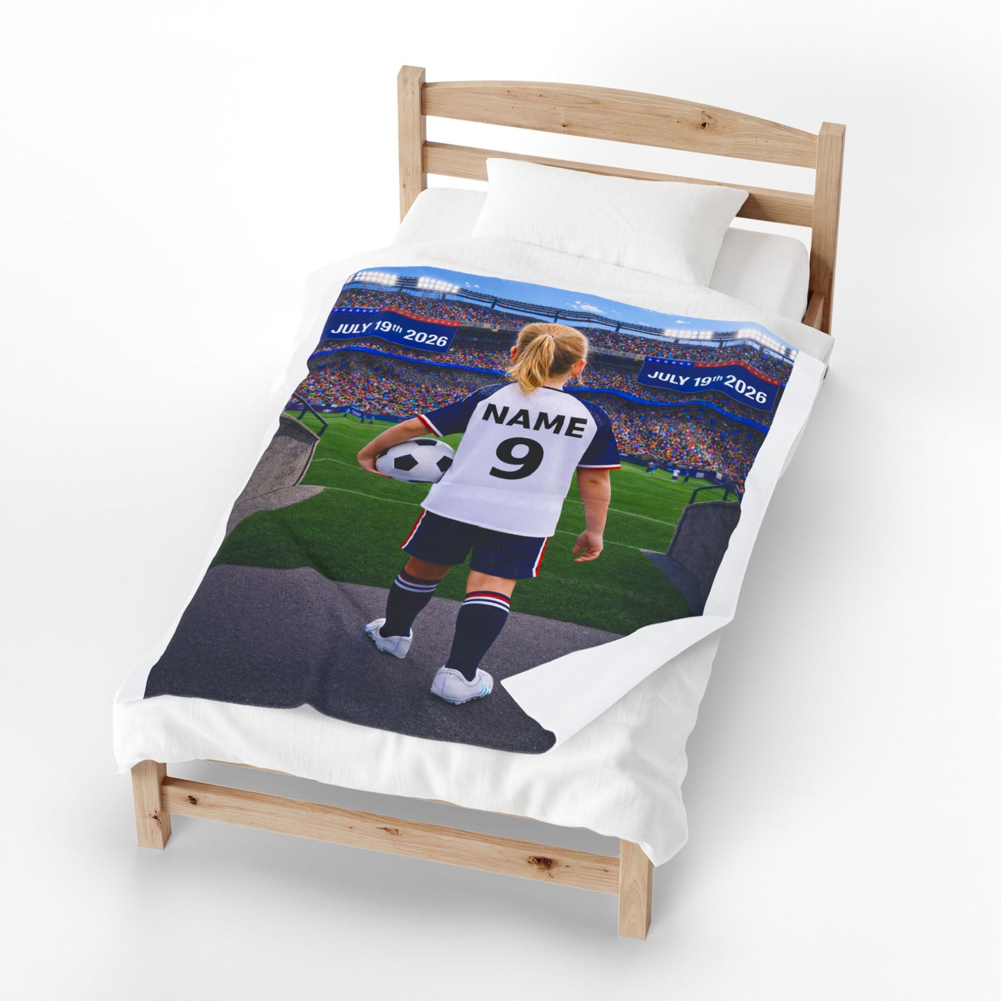 World Cup USA Like Personalized Soccer Velveteen Plush Blanket With Custom Name and Number (WC-G02-USA)