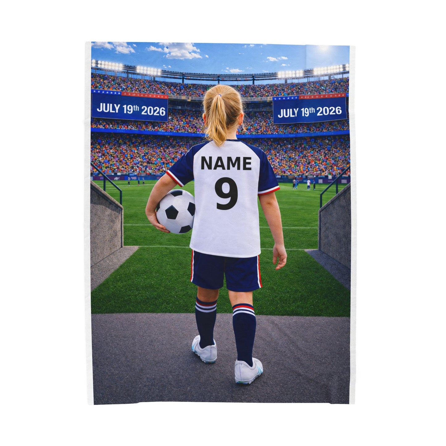 World Cup USA Like Personalized Soccer Velveteen Plush Blanket With Custom Name and Number (WC-G02-USA)