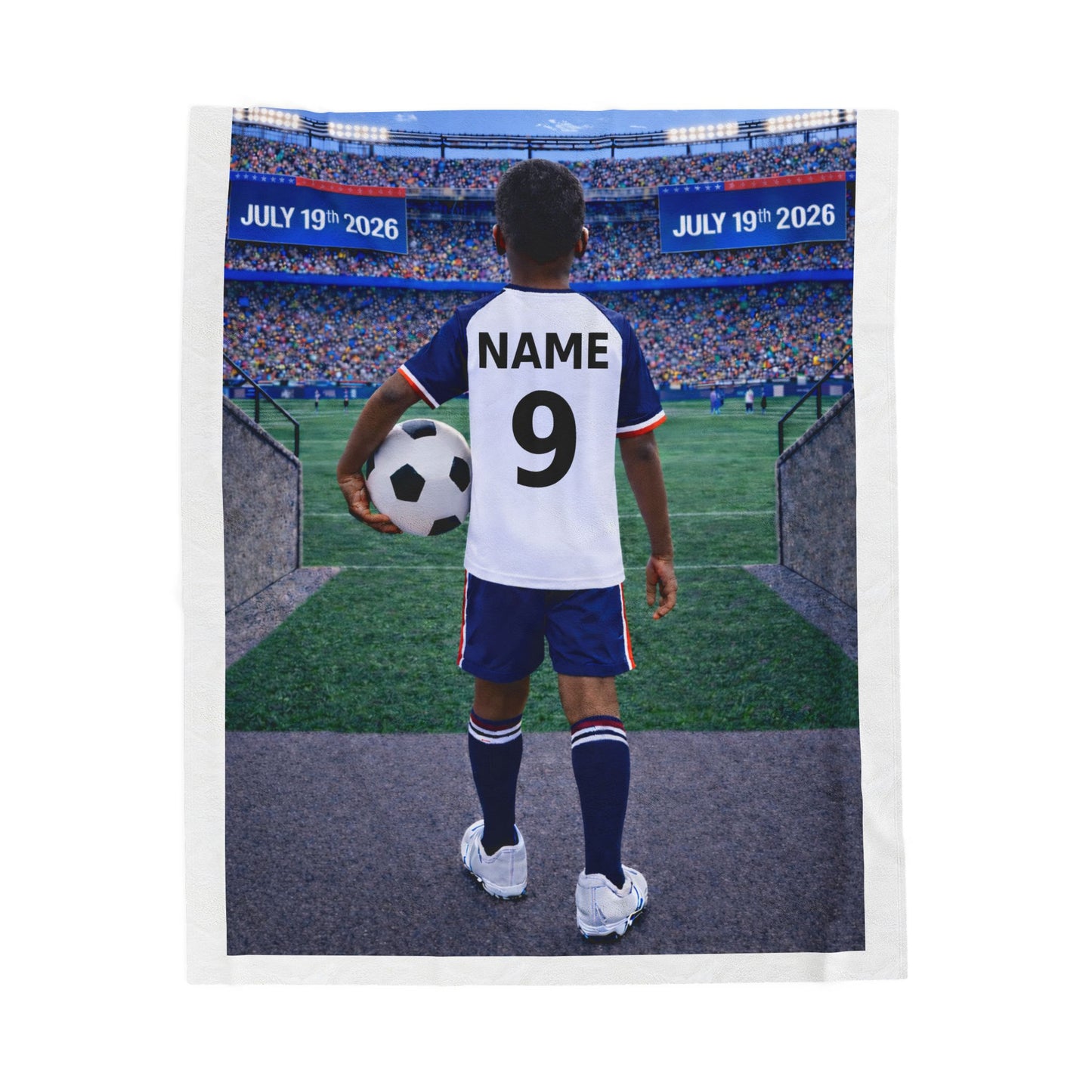 World Cup USA Like Personalized Soccer Velveteen Plush Blanket With Custom Name and Number (WC-B01-USA)