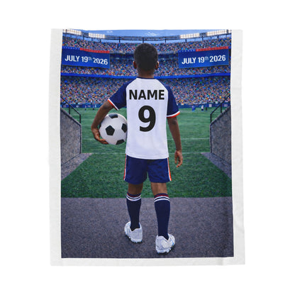 World Cup USA Like Personalized Soccer Velveteen Plush Blanket With Custom Name and Number (WC-B01-USA)