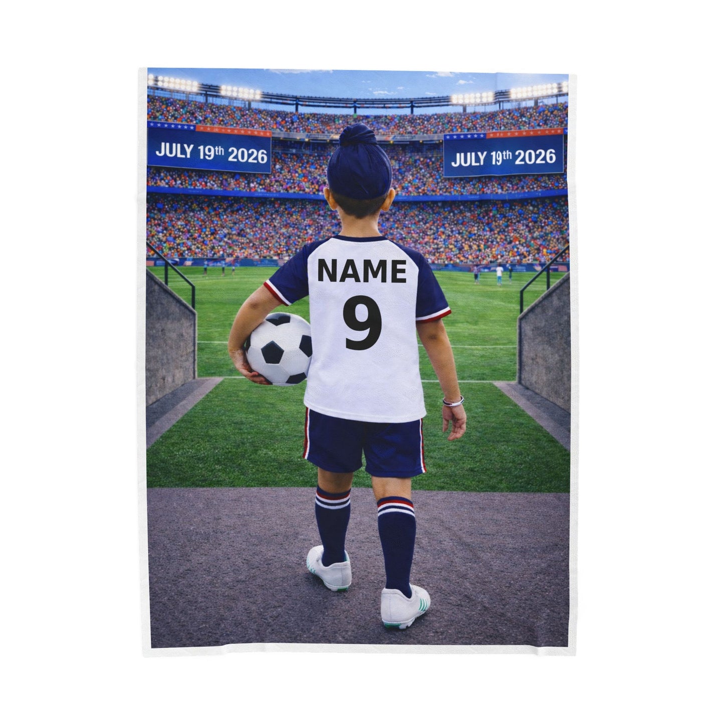Sikh Boy World Cup USA Like Personalized Soccer Velveteen Plush Blanket With Custom Name and Number (WC-B04-USA)
