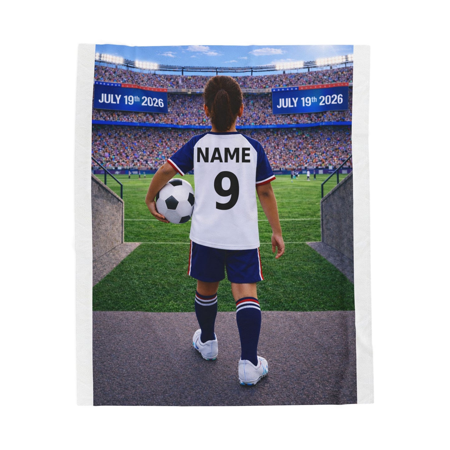 World Cup USA Like Personalized Soccer Velveteen Plush Blanket With Custom Name and Number (WC-G01-USA)