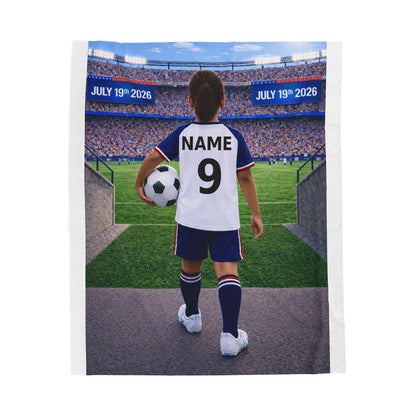 World Cup USA Like Personalized Soccer Velveteen Plush Blanket With Custom Name and Number (WC-G01-USA)