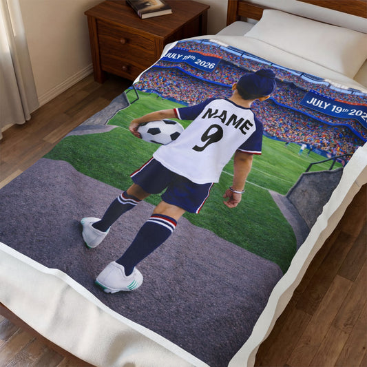 Sikh Boy World Cup USA Like Personalized Soccer Velveteen Plush Blanket With Custom Name and Number (WC-B04-USA)