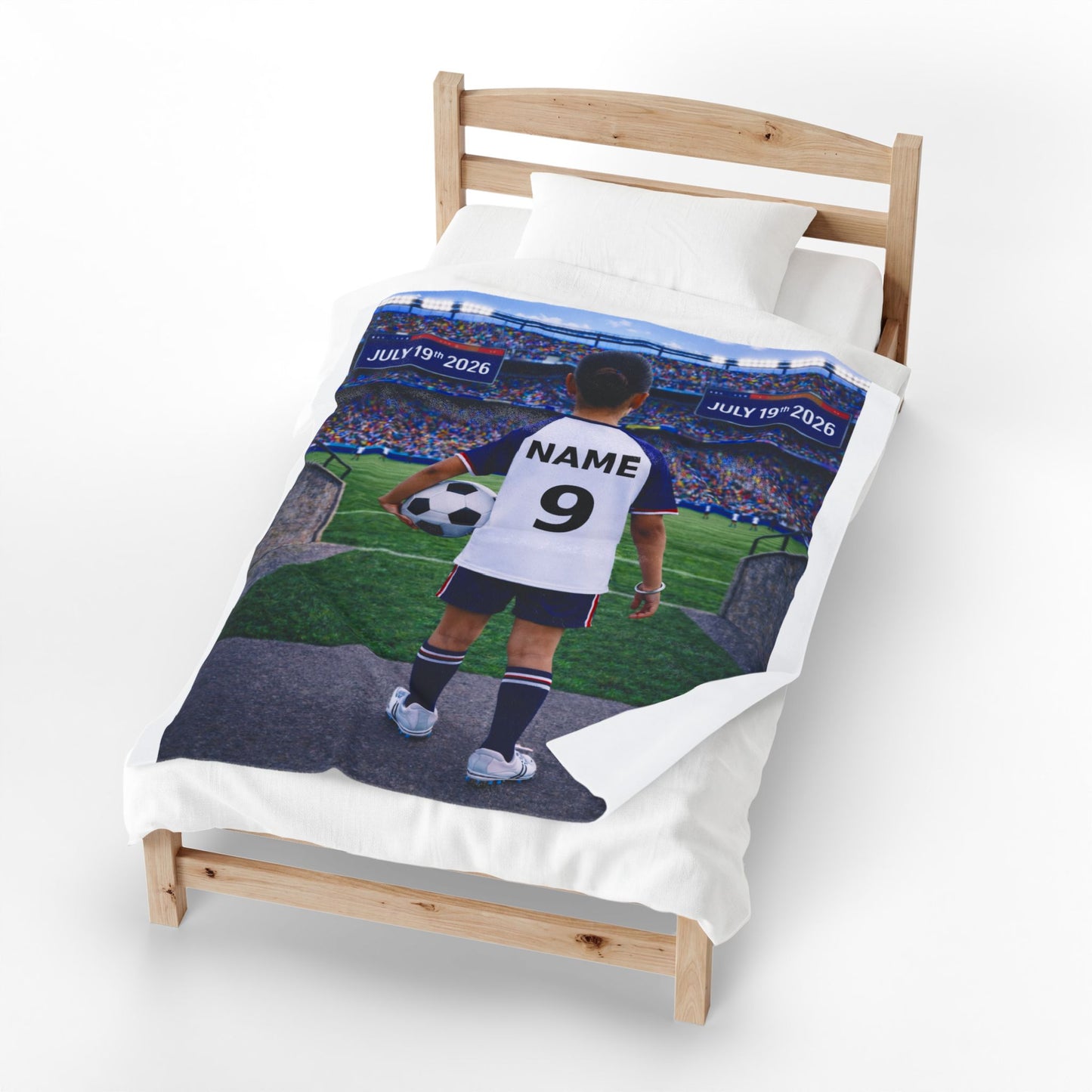 Sikh Girl World Cup USA Like Personalized Soccer Velveteen Plush Blanket With Custom Name and Number (WC-G04-USA)
