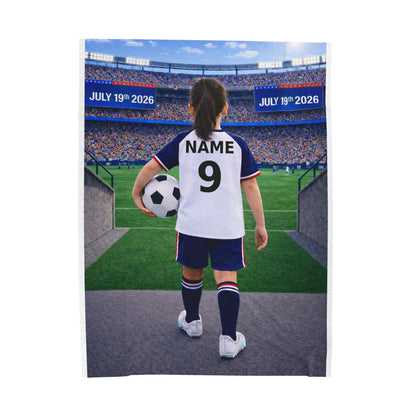 World Cup USA Like Personalized Soccer Velveteen Plush Blanket With Custom Name and Number (WC-G03-USA)