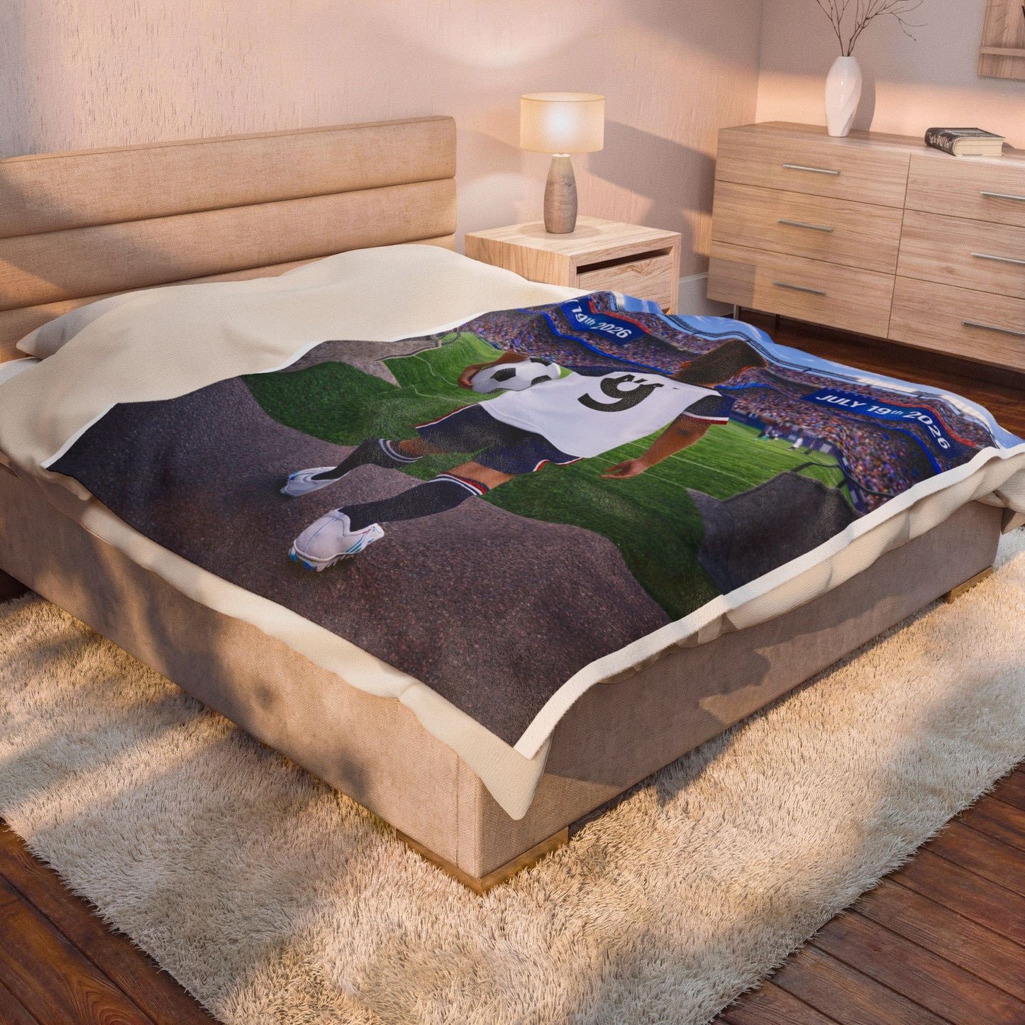 World Cup USA Like Personalized Soccer Velveteen Plush Blanket With Custom Name and Number (WC-G01-USA)