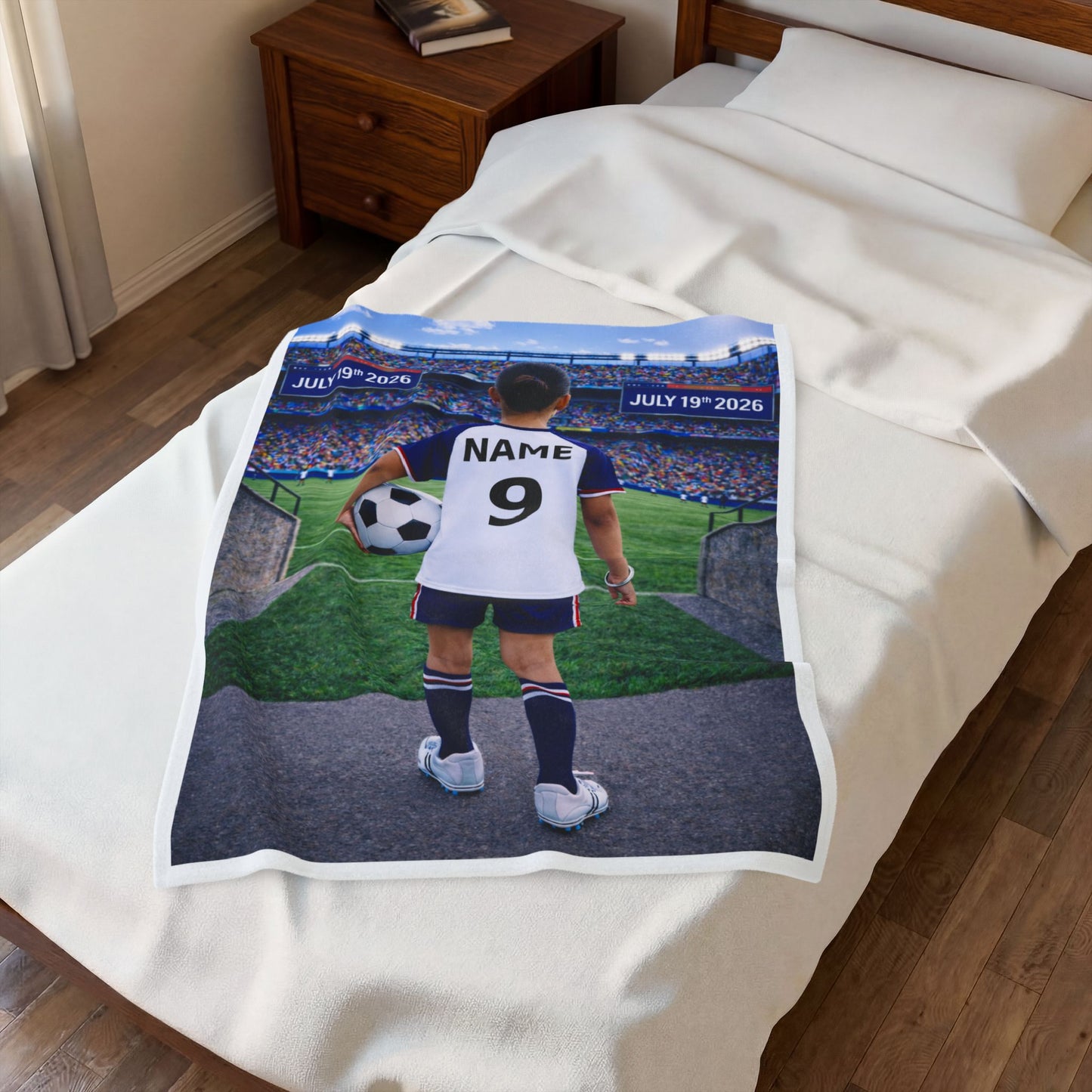 Sikh Girl World Cup USA Like Personalized Soccer Velveteen Plush Blanket With Custom Name and Number (WC-G04-USA)