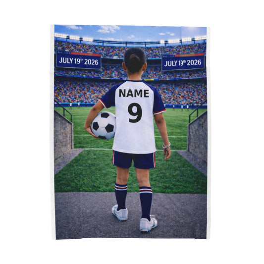 Sikh Girl World Cup USA Like Personalized Soccer Velveteen Plush Blanket With Custom Name and Number (WC-G04-USA)