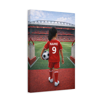 Liverpool Like Personalized Soccer Sikh Girl Canvas (Matte) With Custom Name and Number (PL-G04-LFC)