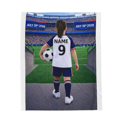 World Cup USA Like Personalized Soccer Velveteen Plush Blanket With Custom Name and Number (WC-G03-USA)