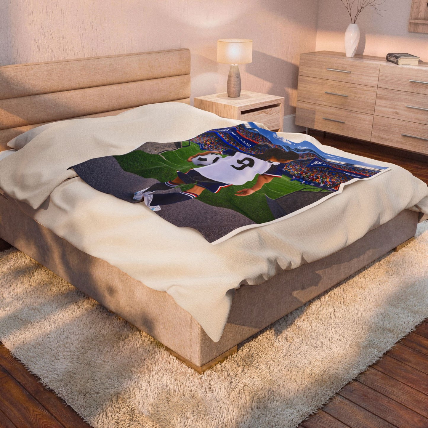 World Cup USA Like Personalized Soccer Velveteen Plush Blanket With Custom Name and Number (WC-G05-USA)