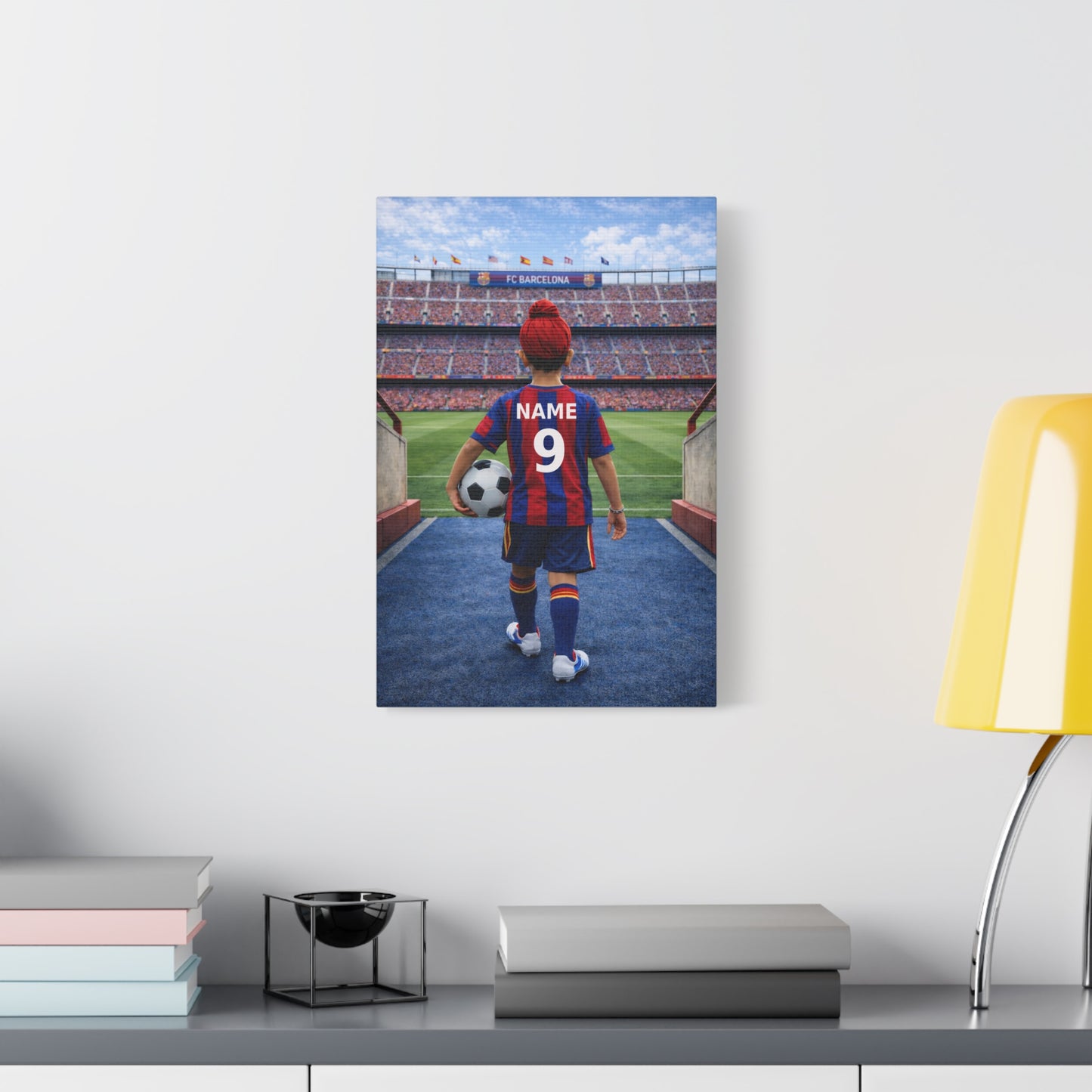 Barcelona Like Personalized Soccer Canvas (Matte) With Custom Name and Number 1 (LL-B04-BAR)