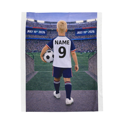 World Cup USA Like Personalized Soccer Velveteen Plush Blanket With Custom Name and Number (WC-B02-USA)