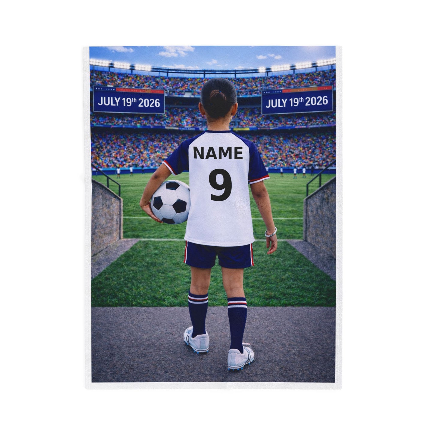 Sikh Girl World Cup USA Like Personalized Soccer Velveteen Plush Blanket With Custom Name and Number (WC-G04-USA)