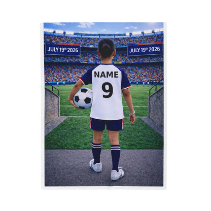 Sikh Girl World Cup USA Like Personalized Soccer Velveteen Plush Blanket With Custom Name and Number (WC-G04-USA)