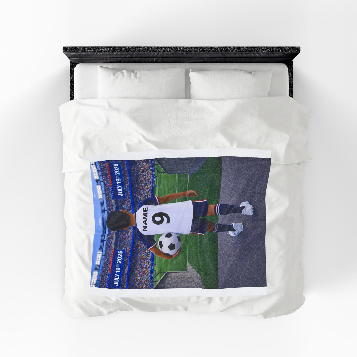 World Cup USA Like Personalized Soccer Velveteen Plush Blanket With Custom Name and Number (WC-B05-USA)