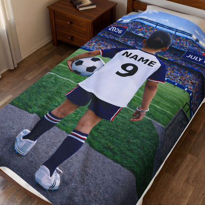Sikh Girl World Cup USA Like Personalized Soccer Velveteen Plush Blanket With Custom Name and Number (WC-G04-USA)