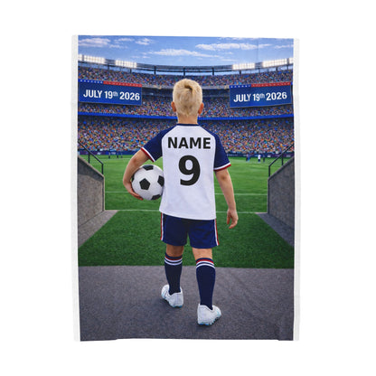 World Cup USA Like Personalized Soccer Velveteen Plush Blanket With Custom Name and Number (WC-B02-USA)