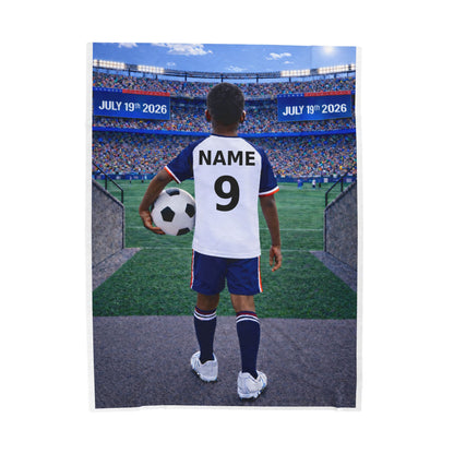 World Cup USA Like Personalized Soccer Velveteen Plush Blanket With Custom Name and Number (WC-B01-USA)