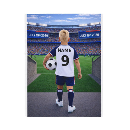 World Cup USA Like Personalized Soccer Velveteen Plush Blanket With Custom Name and Number (WC-B02-USA)