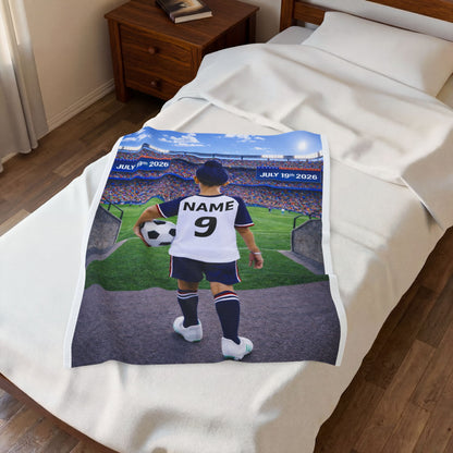 Sikh Boy World Cup USA Like Personalized Soccer Velveteen Plush Blanket With Custom Name and Number (WC-B04-USA)